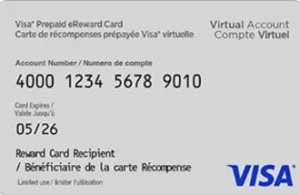 Prepaid Visa* eReward Card Canada gift card